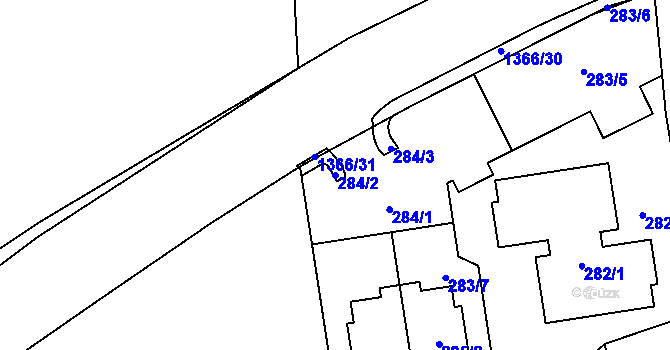 Parcela st. 284/2 v KÚ Lety u Dobřichovic, Katastrální mapa
