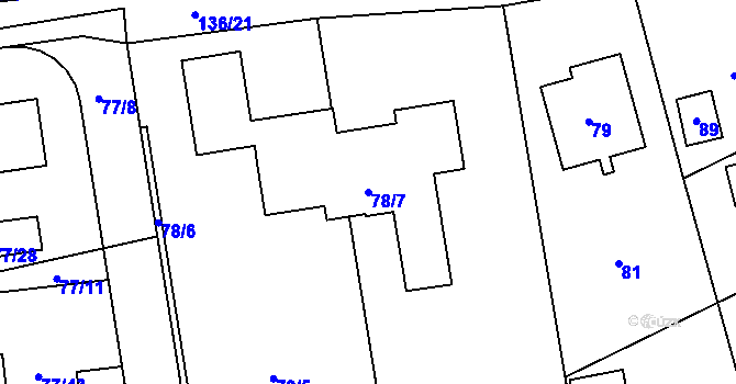 Parcela st. 78/7 v KÚ Lety u Dobřichovic, Katastrální mapa