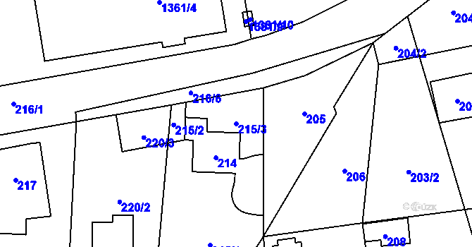 Parcela st. 215/3 v KÚ Lety u Dobřichovic, Katastrální mapa