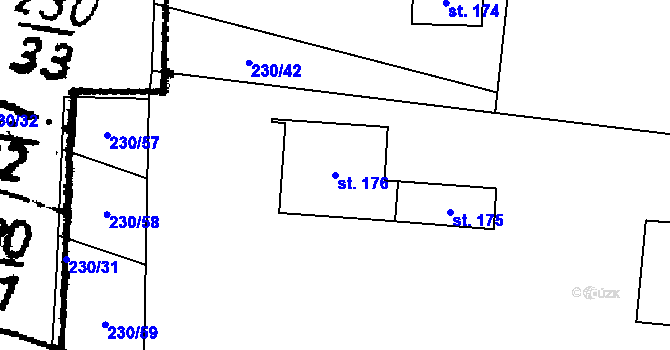 Parcela st. 176 v KÚ Lety, Katastrální mapa