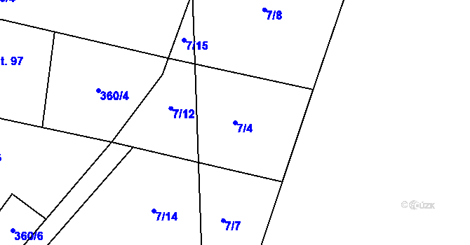 Parcela st. 7/4 v KÚ Lety, Katastrální mapa
