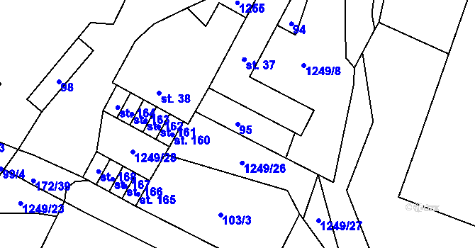 Parcela st. 95 v KÚ Lety, Katastrální mapa
