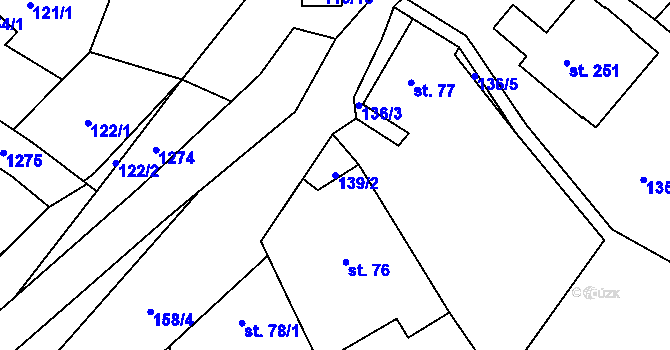 Parcela st. 139/2 v KÚ Lety, Katastrální mapa