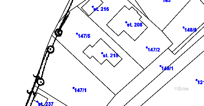Parcela st. 215 v KÚ Lety, Katastrální mapa