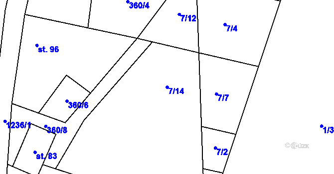 Parcela st. 7/14 v KÚ Lety, Katastrální mapa