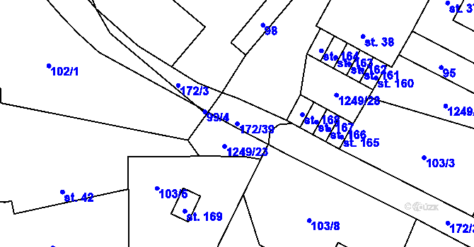 Parcela st. 172/39 v KÚ Lety, Katastrální mapa