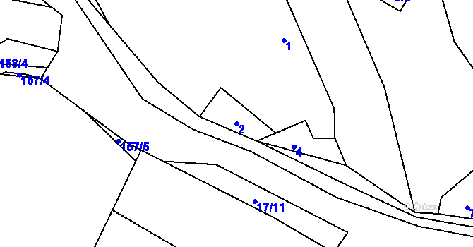 Parcela st. 2 v KÚ Levín u Berouna, Katastrální mapa