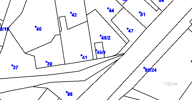 Parcela st. 45/1 v KÚ Levín u Berouna, Katastrální mapa