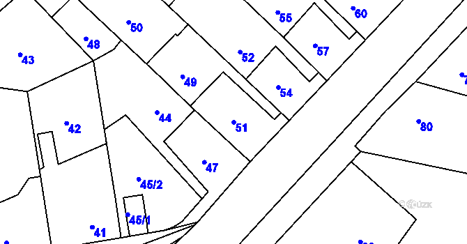 Parcela st. 51 v KÚ Levín u Berouna, Katastrální mapa