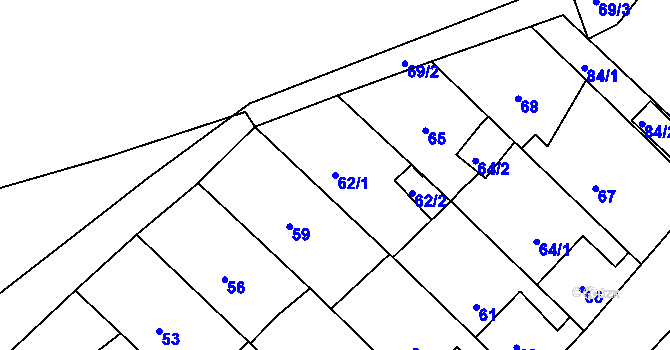 Parcela st. 62/1 v KÚ Levín u Berouna, Katastrální mapa