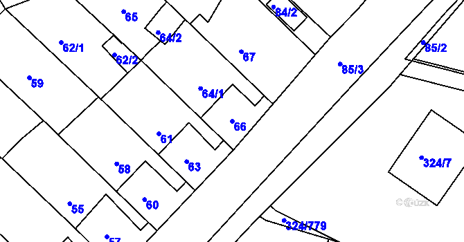 Parcela st. 66 v KÚ Levín u Berouna, Katastrální mapa