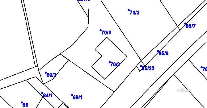 Parcela st. 70 v KÚ Levín u Berouna, Katastrální mapa