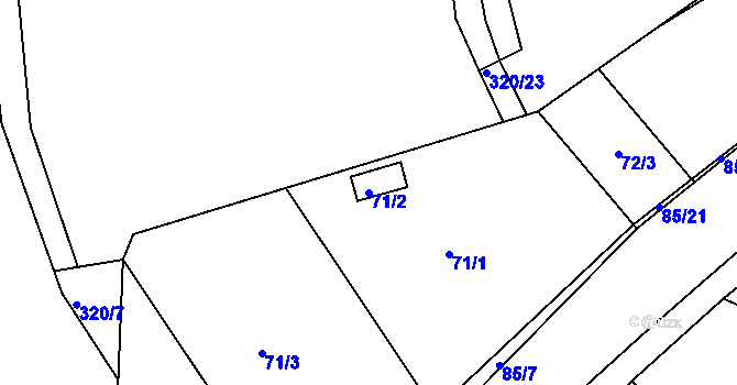Parcela st. 71/2 v KÚ Levín u Berouna, Katastrální mapa