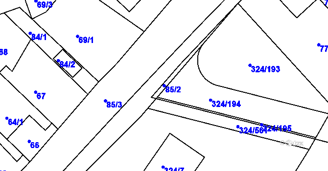 Parcela st. 85/2 v KÚ Levín u Berouna, Katastrální mapa