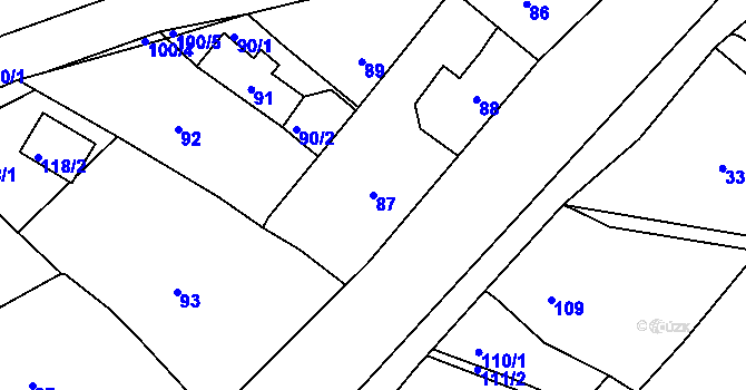 Parcela st. 87 v KÚ Levín u Berouna, Katastrální mapa