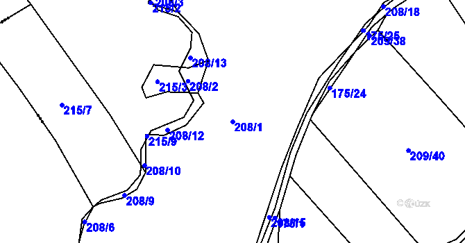 Parcela st. 208/1 v KÚ Levín u Berouna, Katastrální mapa