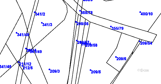 Parcela st. 209/4 v KÚ Levín u Berouna, Katastrální mapa