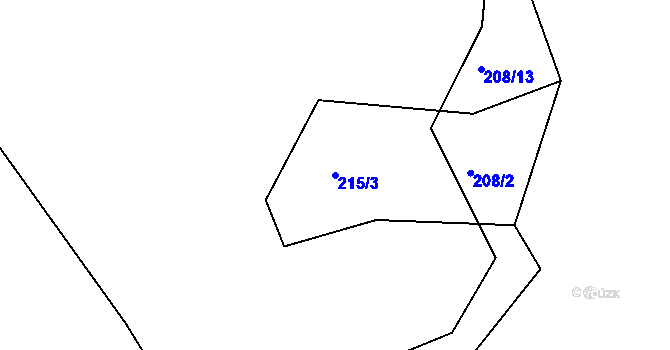 Parcela st. 215/3 v KÚ Levín u Berouna, Katastrální mapa