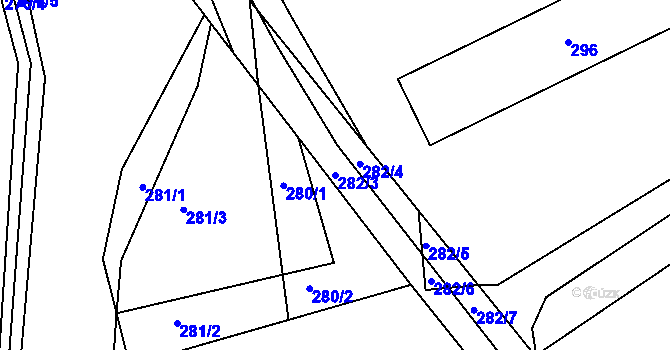 Parcela st. 282/3 v KÚ Levín u Berouna, Katastrální mapa