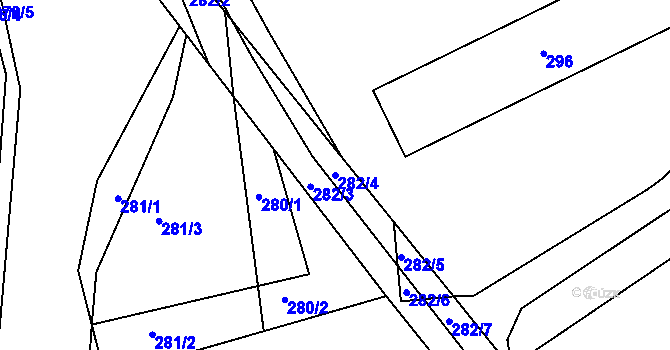 Parcela st. 282/4 v KÚ Levín u Berouna, Katastrální mapa
