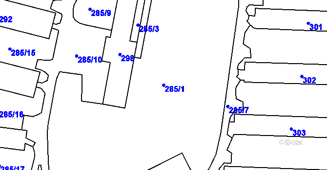 Parcela st. 285/1 v KÚ Levín u Berouna, Katastrální mapa