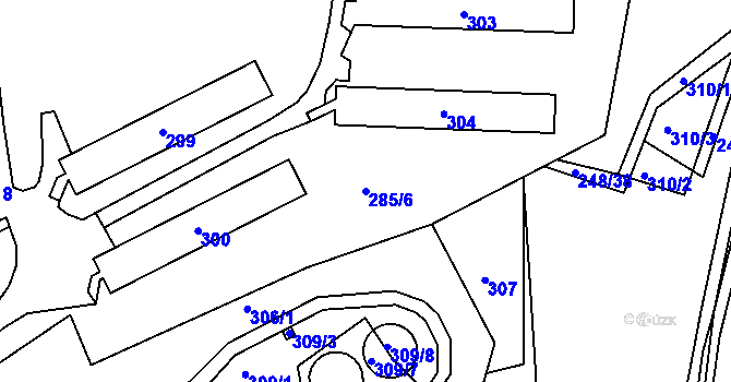 Parcela st. 285/6 v KÚ Levín u Berouna, Katastrální mapa