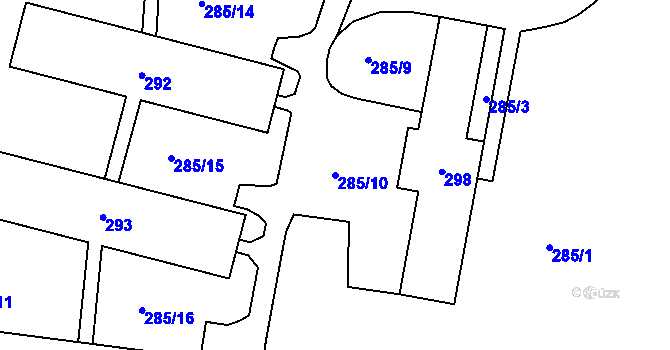 Parcela st. 285/10 v KÚ Levín u Berouna, Katastrální mapa