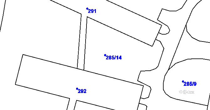 Parcela st. 285/14 v KÚ Levín u Berouna, Katastrální mapa