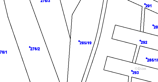 Parcela st. 285/19 v KÚ Levín u Berouna, Katastrální mapa