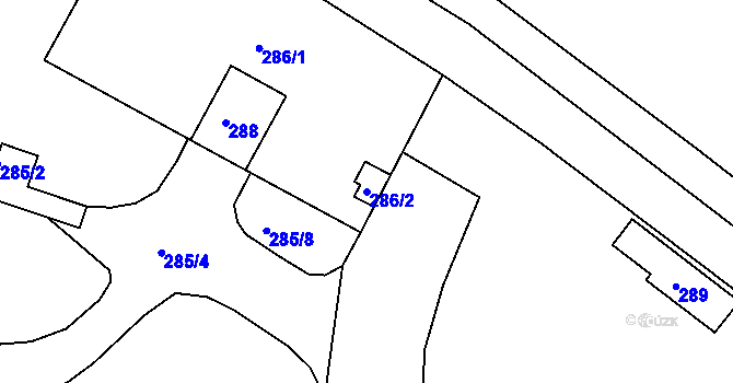 Parcela st. 286/2 v KÚ Levín u Berouna, Katastrální mapa