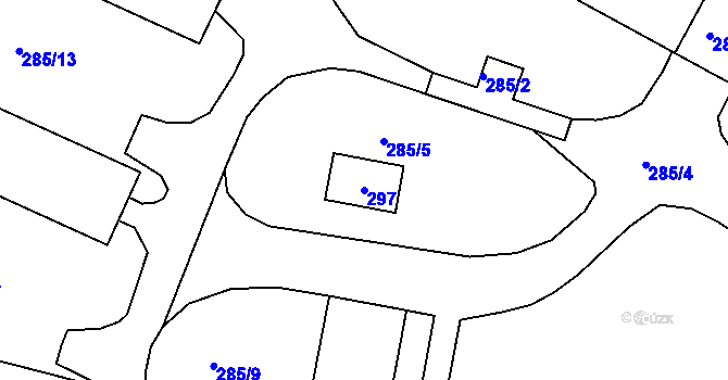Parcela st. 297 v KÚ Levín u Berouna, Katastrální mapa