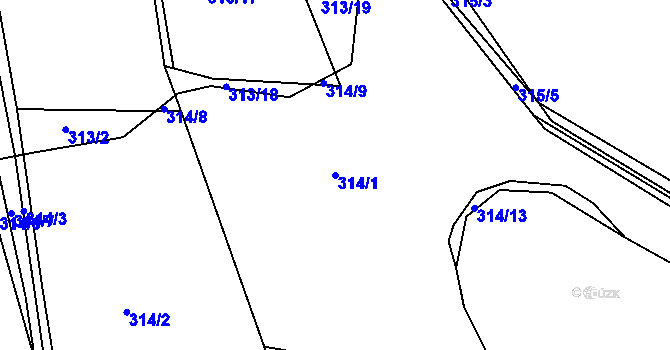 Parcela st. 314/1 v KÚ Levín u Berouna, Katastrální mapa