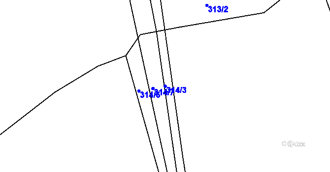 Parcela st. 314/3 v KÚ Levín u Berouna, Katastrální mapa