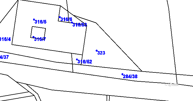Parcela st. 323 v KÚ Levín u Berouna, Katastrální mapa