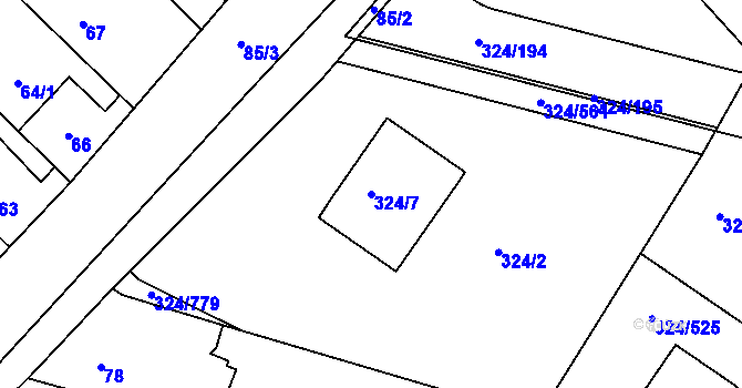 Parcela st. 324/7 v KÚ Levín u Berouna, Katastrální mapa