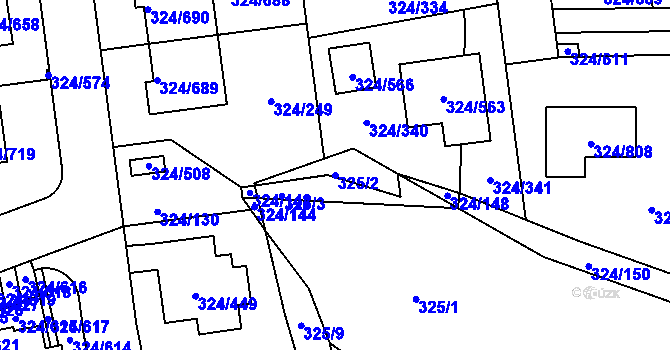 Parcela st. 325/2 v KÚ Levín u Berouna, Katastrální mapa