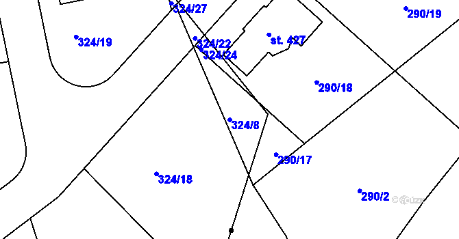 Parcela st. 324/8 v KÚ Levín u Berouna, Katastrální mapa
