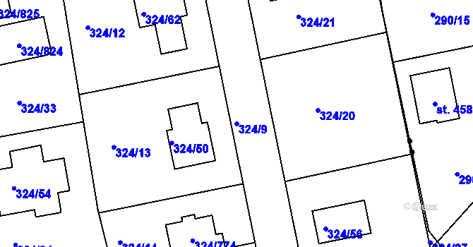 Parcela st. 324/9 v KÚ Levín u Berouna, Katastrální mapa