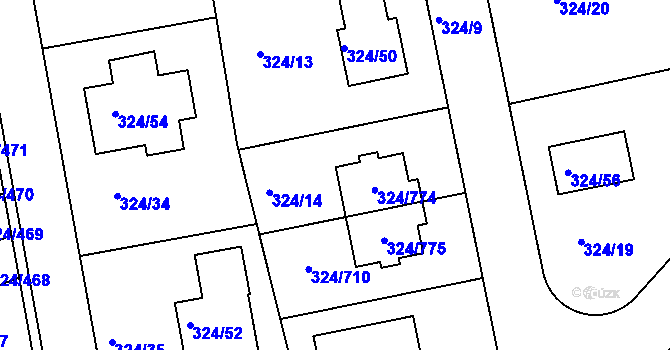 Parcela st. 324/14 v KÚ Levín u Berouna, Katastrální mapa