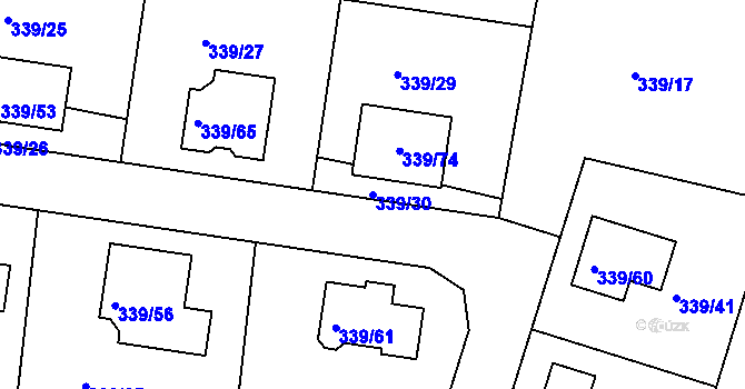 Parcela st. 339/30 v KÚ Levín u Berouna, Katastrální mapa