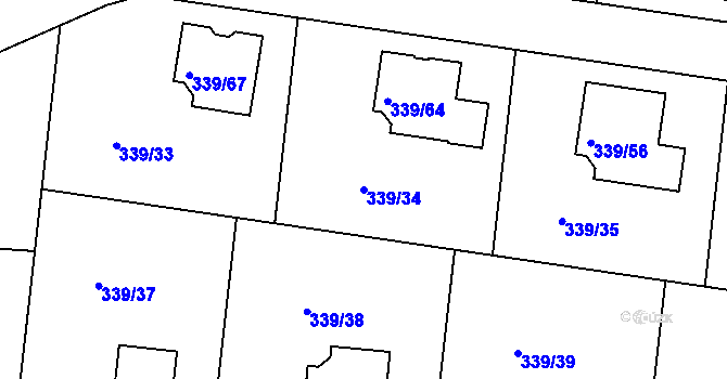 Parcela st. 339/34 v KÚ Levín u Berouna, Katastrální mapa
