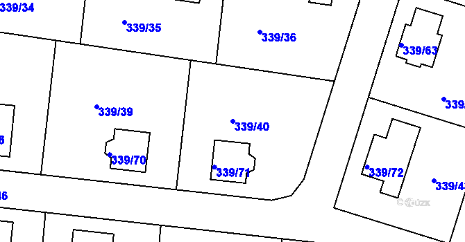 Parcela st. 339/40 v KÚ Levín u Berouna, Katastrální mapa
