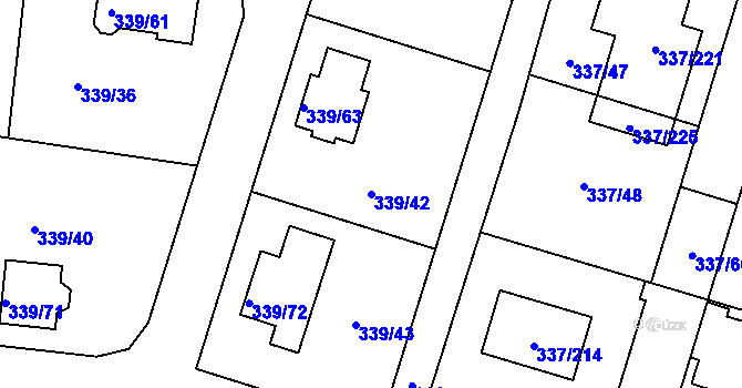 Parcela st. 339/42 v KÚ Levín u Berouna, Katastrální mapa