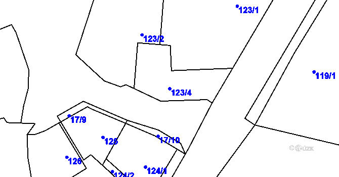 Parcela st. 123/4 v KÚ Levín u Berouna, Katastrální mapa