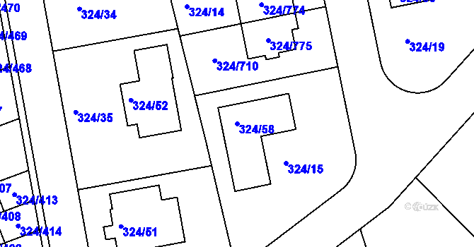 Parcela st. 324/58 v KÚ Levín u Berouna, Katastrální mapa