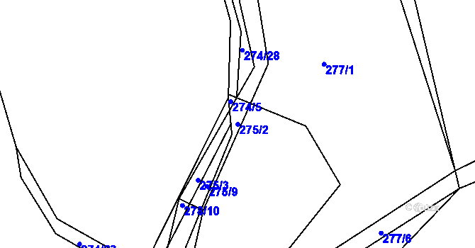 Parcela st. 275/2 v KÚ Levín u Berouna, Katastrální mapa