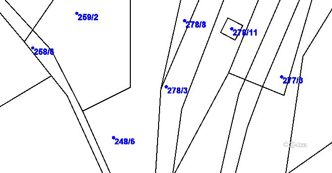 Parcela st. 278/3 v KÚ Levín u Berouna, Katastrální mapa
