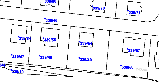 Parcela st. 339/54 v KÚ Levín u Berouna, Katastrální mapa