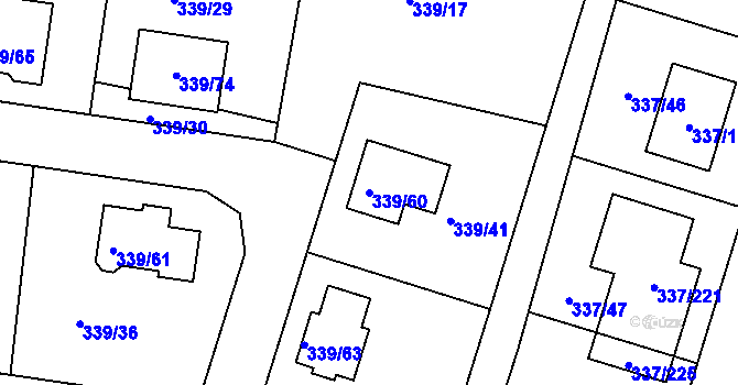 Parcela st. 339/60 v KÚ Levín u Berouna, Katastrální mapa