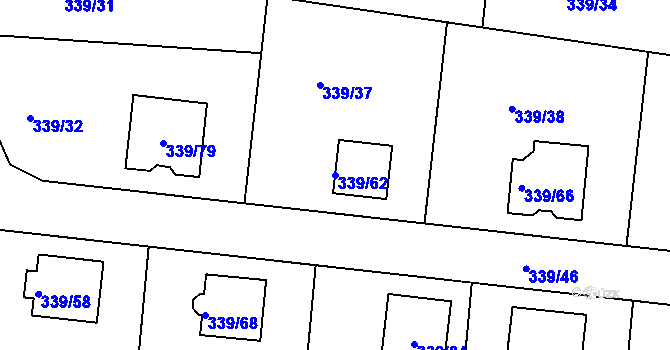 Parcela st. 339/62 v KÚ Levín u Berouna, Katastrální mapa